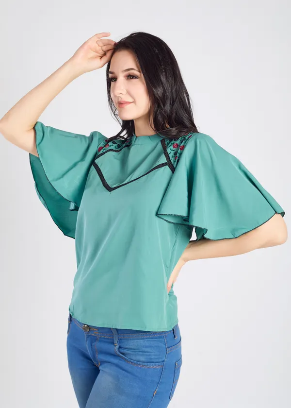 Sea_Green_Premium_Embroidered_Top_For_Women