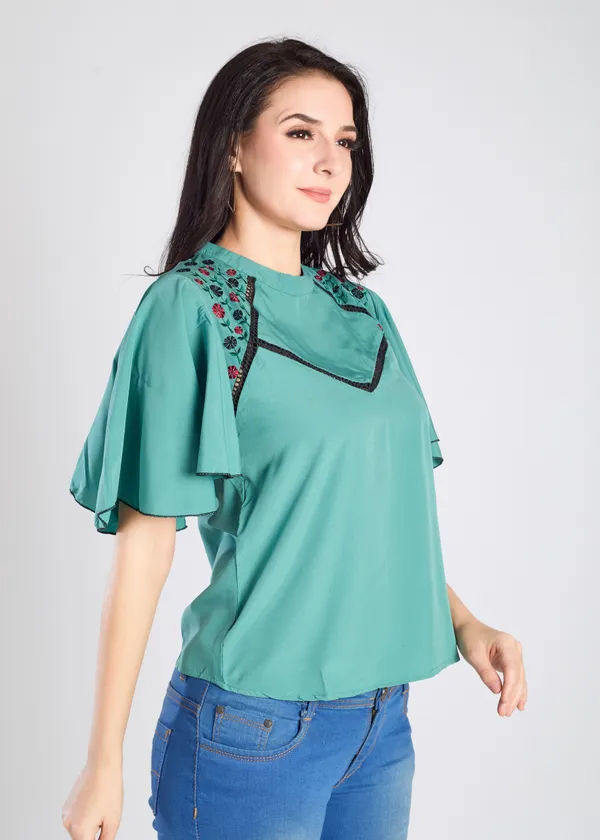 Sea_Green_Premium_Embroidered_Top_For_Women
