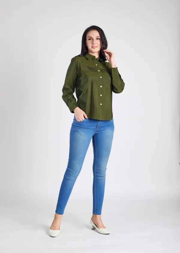 Green_Solid_Shirt_For_Women