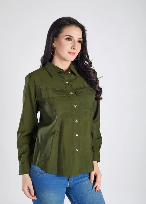 Green_Solid_Shirt_For_Women