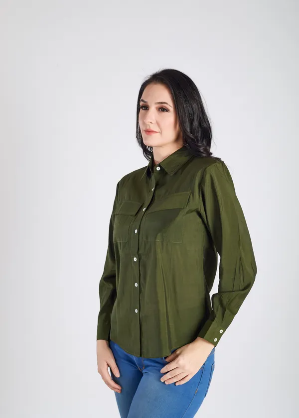 Green_Solid_Shirt_For_Women