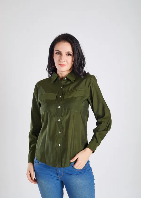 Green_Solid_Shirt_For_Women