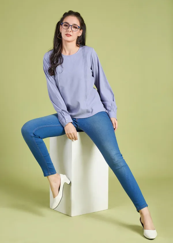 Lilac_Premium_Pleated_Solid_Full_Sleeve_Top_For_Women