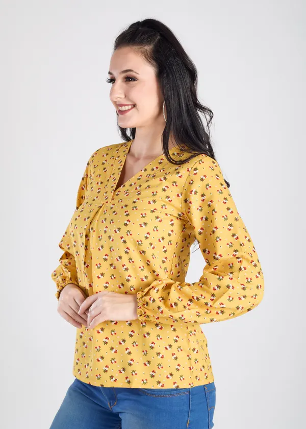 Yellow_Premium_Floral_Printed_Top_For_Women