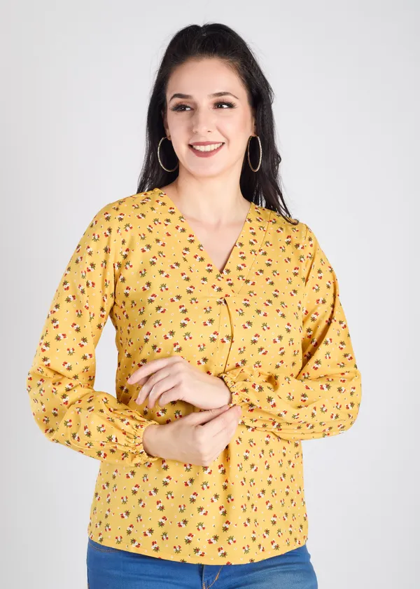 Yellow_Premium_Floral_Printed_Top_For_Women
