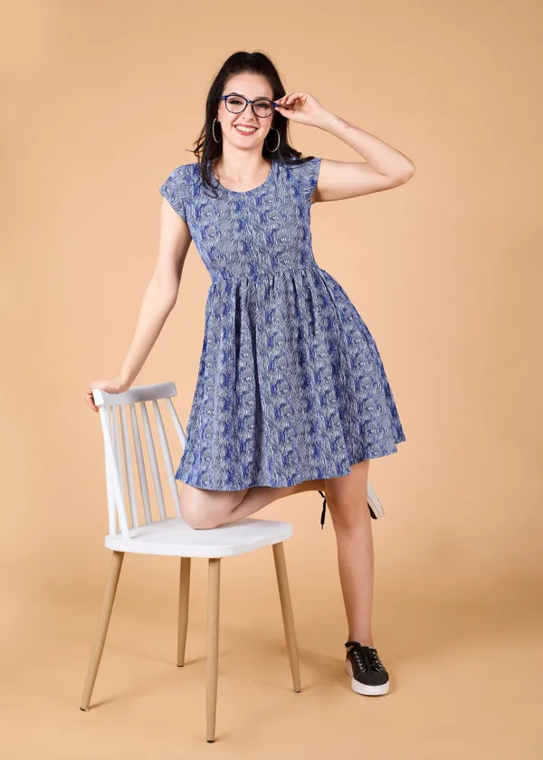 Blue_Premium_Animal_Printed_Dress_For_Women