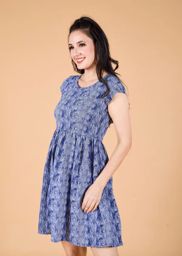 Blue_Premium_Animal_Printed_Dress_For_Women