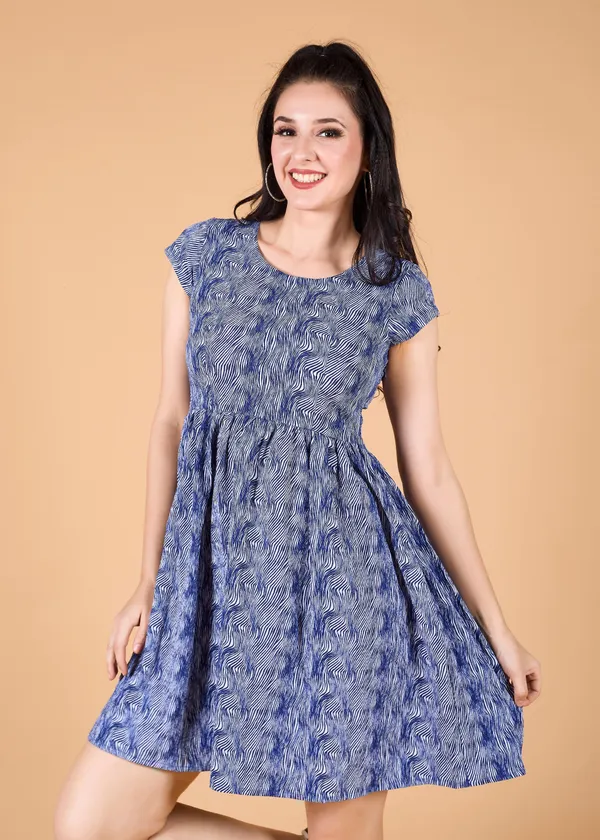 Blue_Premium_Animal_Printed_Dress_For_Women