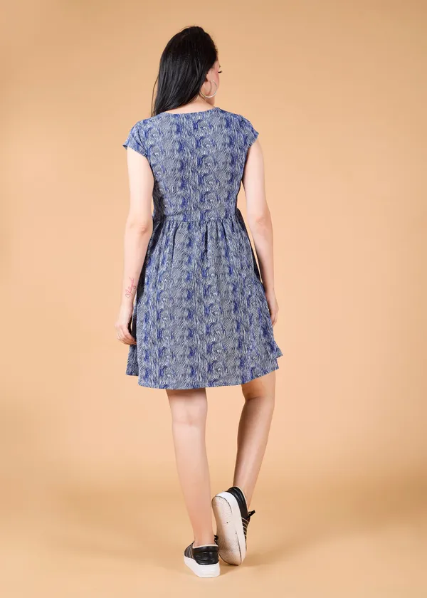 Blue_Premium_Animal_Printed_Dress_For_Women