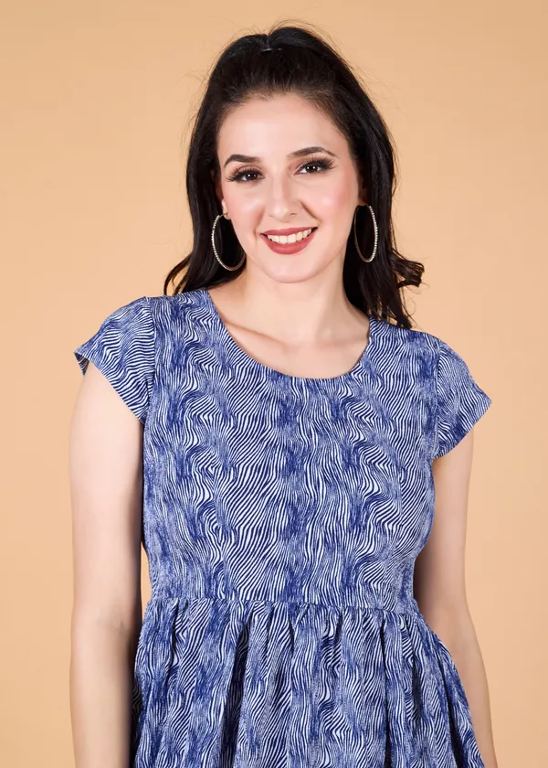 Blue_Premium_Animal_Printed_Dress_For_Women