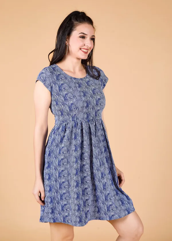 Blue_Premium_Animal_Printed_Dress_For_Women