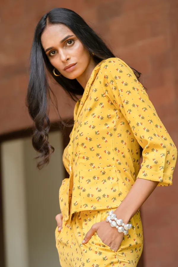 Yellow_Premium_Floral_Printed_Shirt_With_Pant_Co-Ord_Set_For_Women
