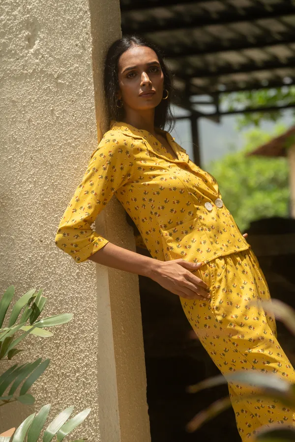 Yellow_Premium_Floral_Printed_Shirt_With_Pant_Co-Ord_Set_For_Women