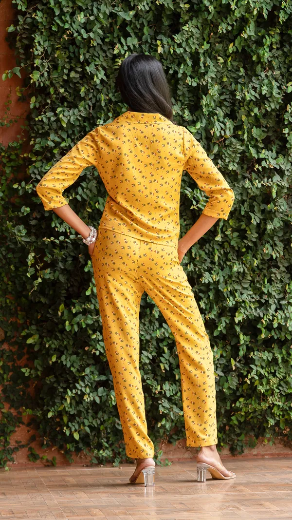 Yellow_Premium_Floral_Printed_Shirt_With_Pant_Co-Ord_Set_For_Women