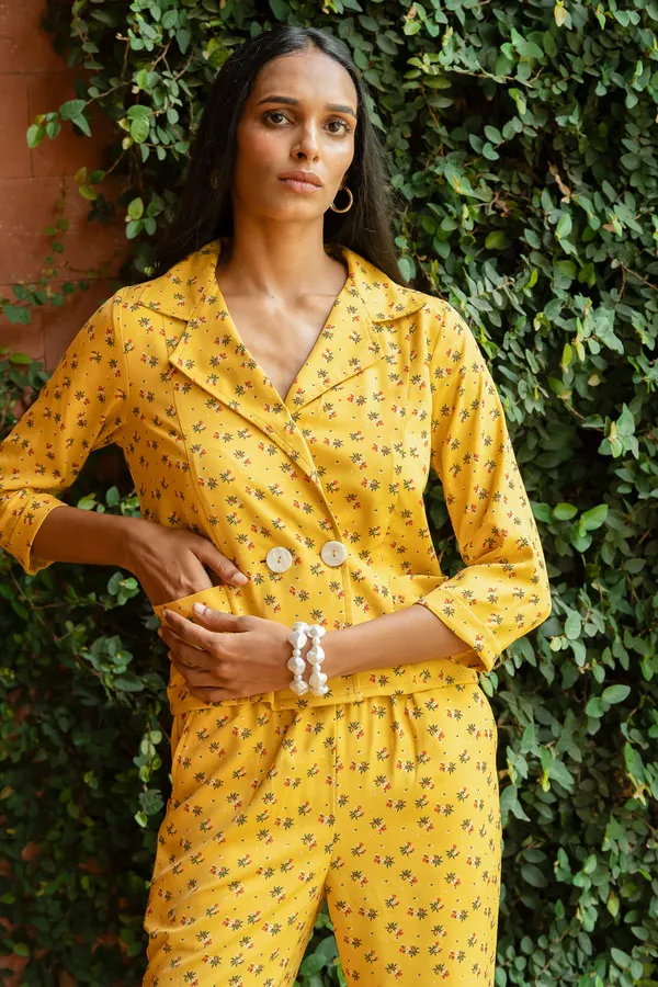 Yellow_Premium_Floral_Printed_Shirt_With_Pant_Co-Ord_Set_For_Women