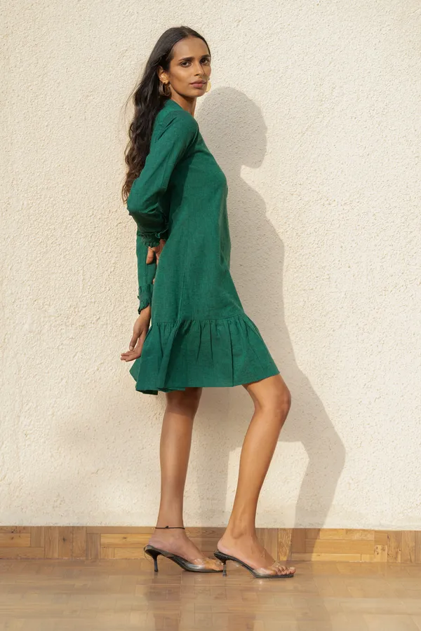 Green_Solid_Knee_Length_Dress_For_Women