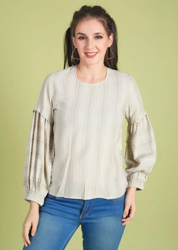 Beige_Premium_Round_Neck_Printed_Top_For_Women