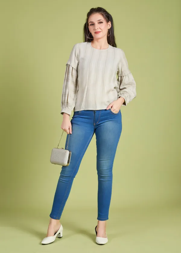 Beige_Premium_Round_Neck_Printed_Top_For_Women
