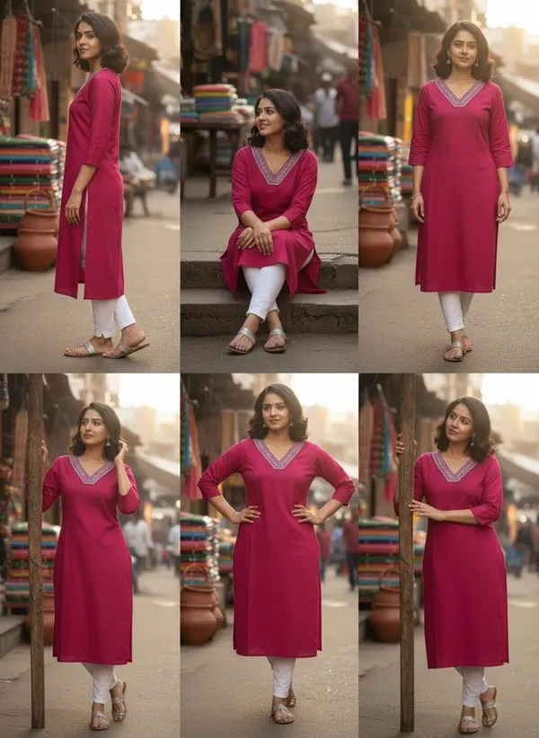 Elegant_Magenta_Pink_V_Neck