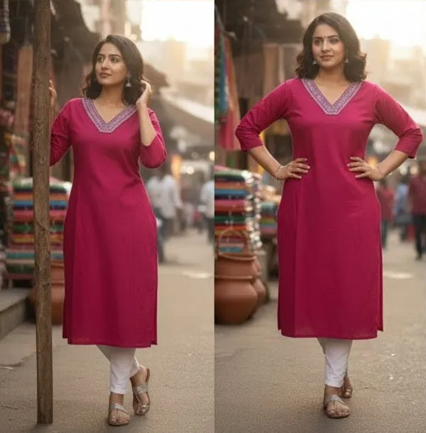 Elegant_Magenta_Pink_V_Neck