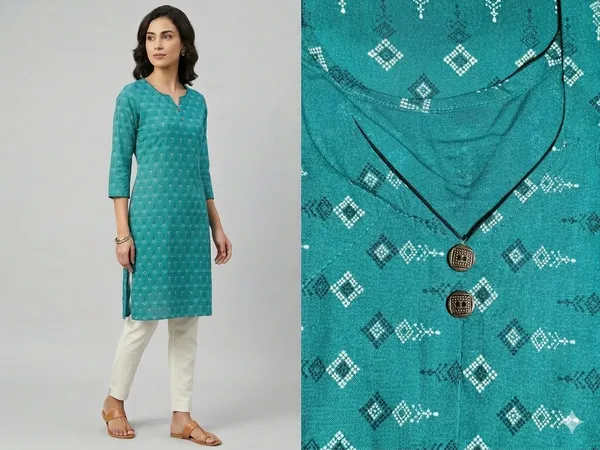 Peacock_Blue_and_Green_with_White_flowers_Kurta_Top
