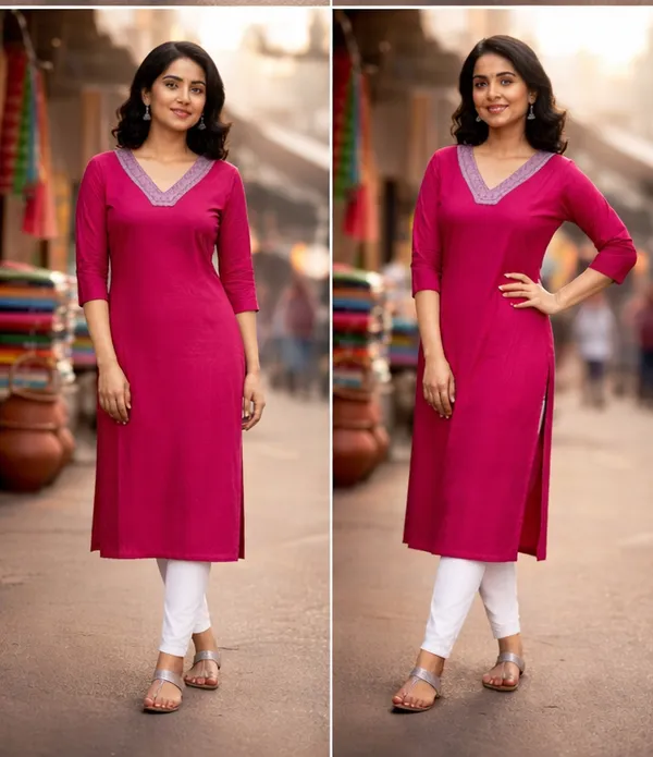 Elegant_Magenta_Pink_V_Neck