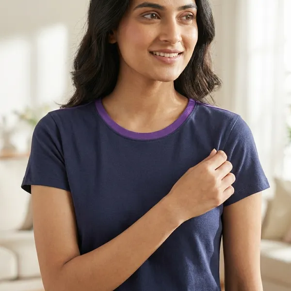 Blue_Polyester_T-shirt_For_Women
