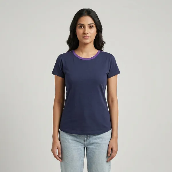 Blue_Polyester_T-shirt_For_Women
