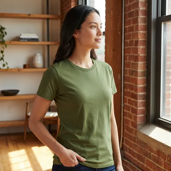 Olive_Polyester_T-shirt_For_Women