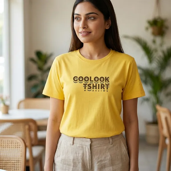 Yellow_Cotton_T-shirt_For_Women