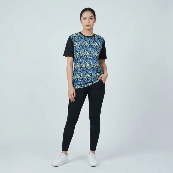 Blue_Polyester_T-shirt_For_Women