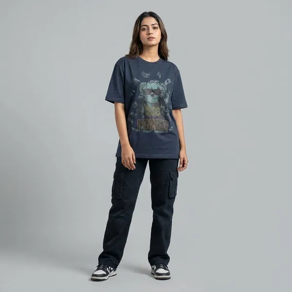 Navy_Blue_Cotton_T-shirt_For_Women