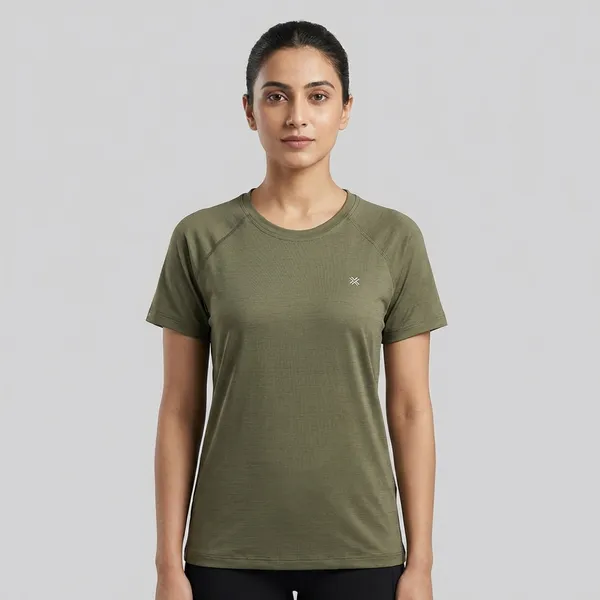 Olive_Polyester_T-shirt_For_Women