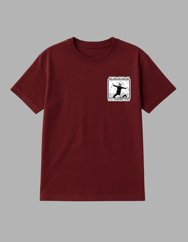 Maroon_Satoru_Gojo_Printed__Regular_Fit_T-Shirt_|_For_Unisex