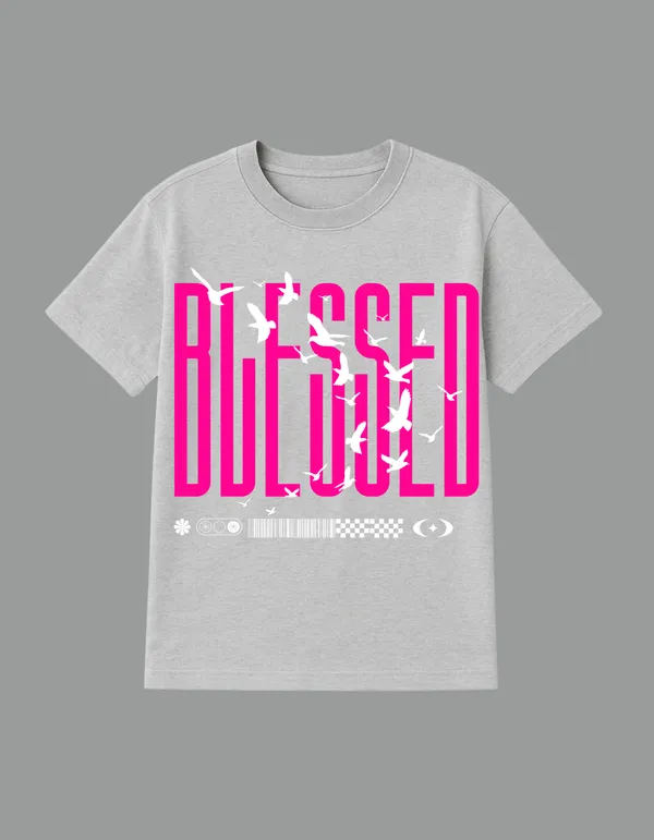 Grey_Blessed_Printed__Regular_Fit_T-Shirt_|_For_Unisex