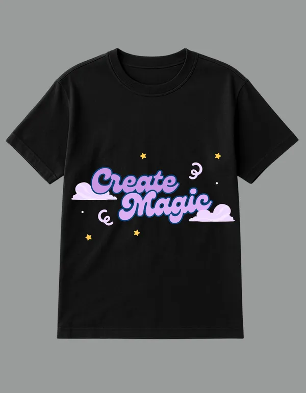 Black_Create_Magic_Printed__Regular_Fit_T-Shirt_|_For_Unisex