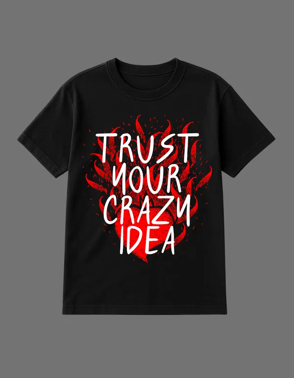 Black_Trust_Your_Crazy_Idea_Printed__Regular_Fit_T-Shirt_|_For_Unisex