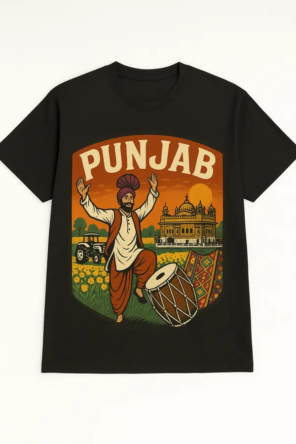 Black_Punjab_Printed_Cotton_Regular_Fit_T-Shirt_|_For_Men