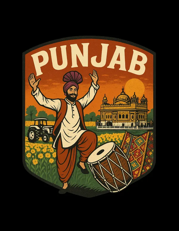 Black_Punjab_Printed_Cotton_Regular_Fit_T-Shirt_|_For_Men
