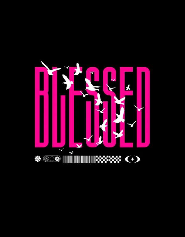 Royal_Blue_Blessed_Printed__Regular_Fit_T-Shirt_|_For_Unisex