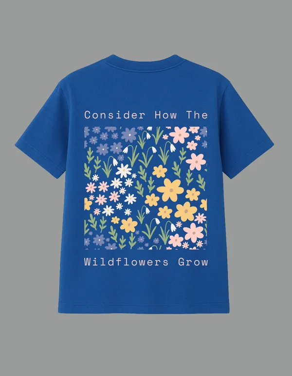 Royal_Blue_Wild_Flower_Printed__Regular_Fit_T-Shirt_|_For_Unisex