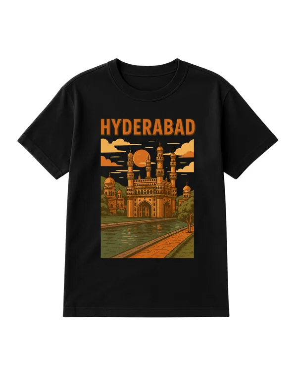 Black_Hyderabad_Printed_Cotton_Oversized_Fit_T-Shirt_|_For_Men