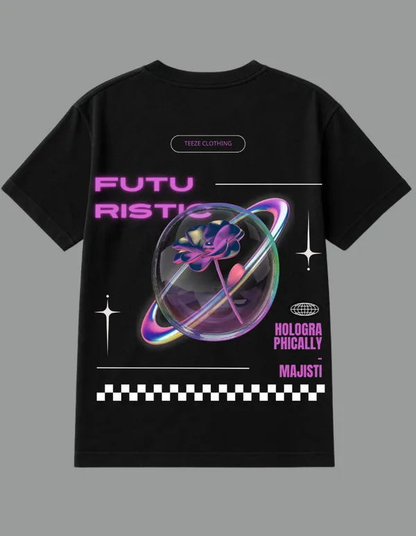 Black_Holographically_Majestic_Printed_Cotton_Regular_Fit_T-Shirt_|_For_Unisex