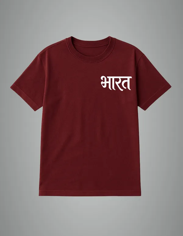 Maroon_Bharat_Printed_Cotton_Regular_Fit_T-Shirt_|_For_Men