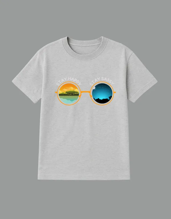 Grey_Stay_Happy_Stay_Sassy_Printed__Regular_Fit_T-Shirt_|_For_Unisex