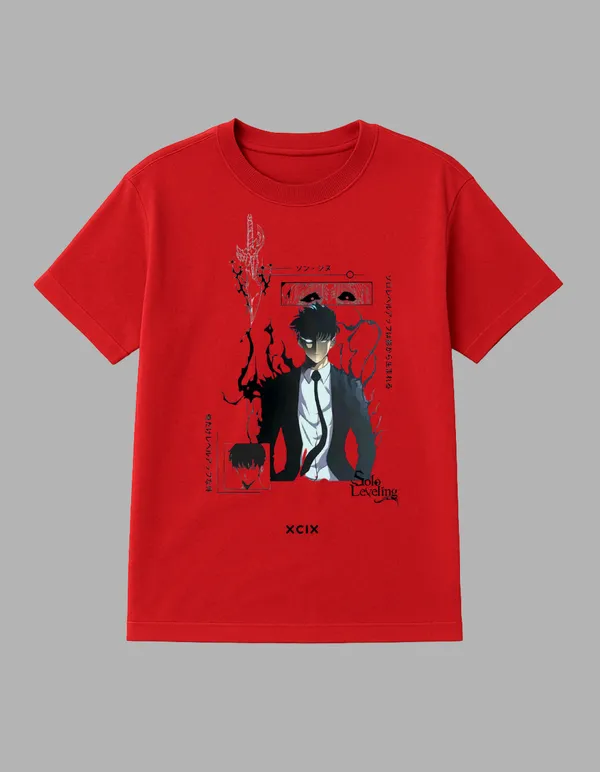 Red_Solo_Levelling_Printed__Regular_Fit_T-Shirt_|_For_Unisex