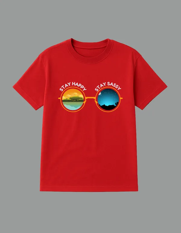 Red_Stay_Happy_Stay_Sassy_Printed__Regular_Fit_T-Shirt_|_For_Unisex