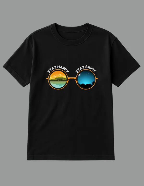 Black_Stay_Happy_Stay_Sassy_Printed__Regular_Fit_T-Shirt_|_For_Unisex