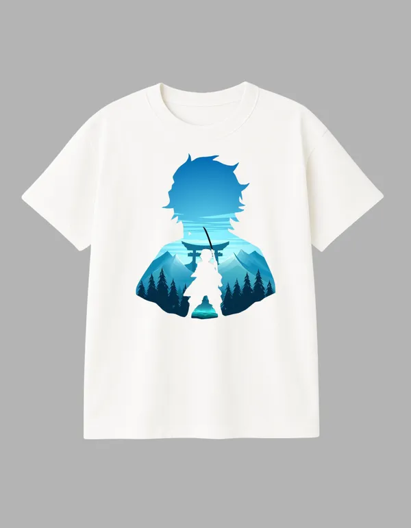 White_Tanjiro_Kamado_Printed__Oversized_Fit_T-Shirt_|_For_Unisex