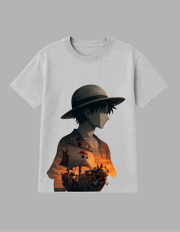 Grey_Luffy_X_Sunny_Printed__Regular_Fit_T-Shirt_|_For_Unisex